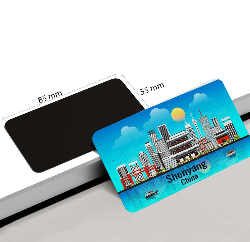 dhcrafts Rectangular Rubber Fridge Magnet / Magnetic Card Blue China Shenyang Design Pack of 1 (8.6cm x 5.4cm)